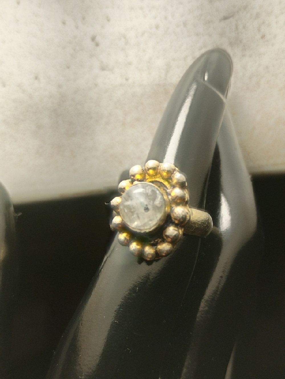 925 Sterling Vintage Moonstone in .925 Sterling Cocktail Ring Size 6